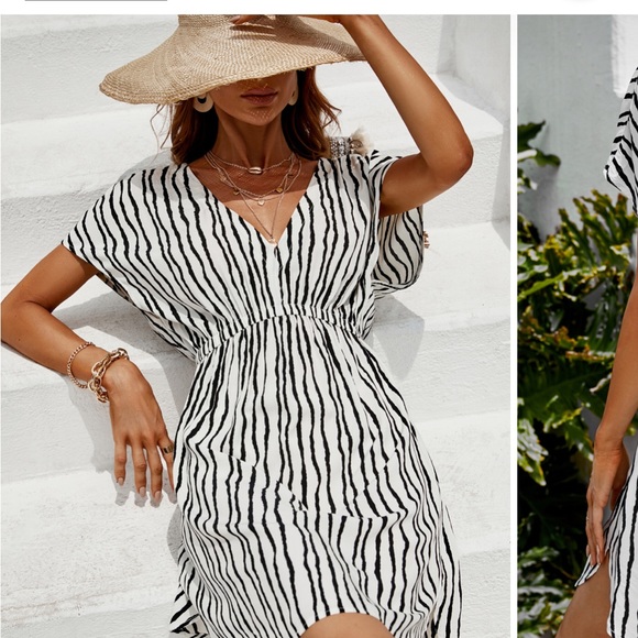 Cupshe Other - V-Neck short sleeve elastic waist Swim Cover-up/dress